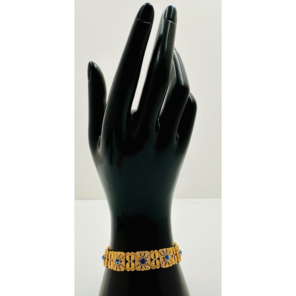 JBK Camrose & Kross Jackie Kennedy Gold Tone Blue Crystal Link Bracelet Extender